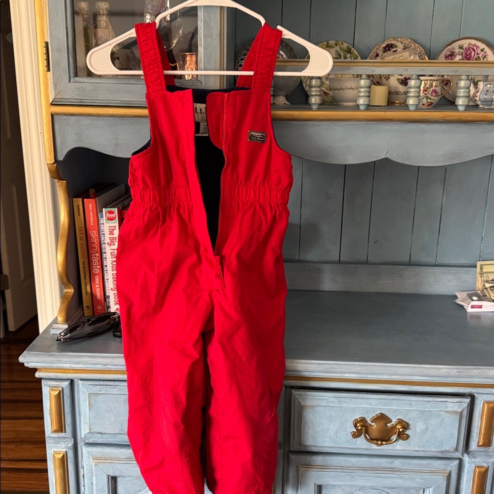 L.L. Bean Bright Red Kids Snow Overalls - Picture 3 of 7